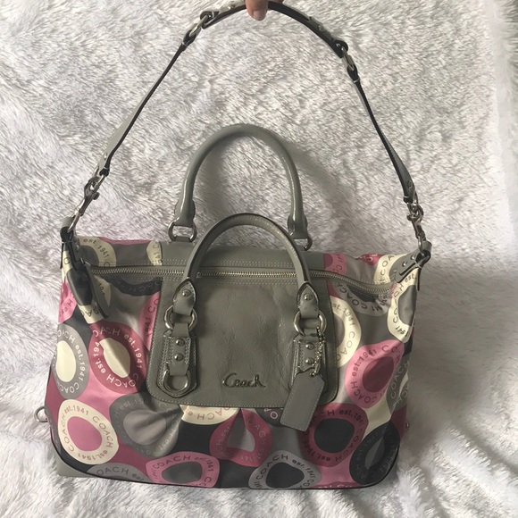 COACH ASHELY SNAP HEAD LARGE SATIN HANDBAG - Picture 2 of 7